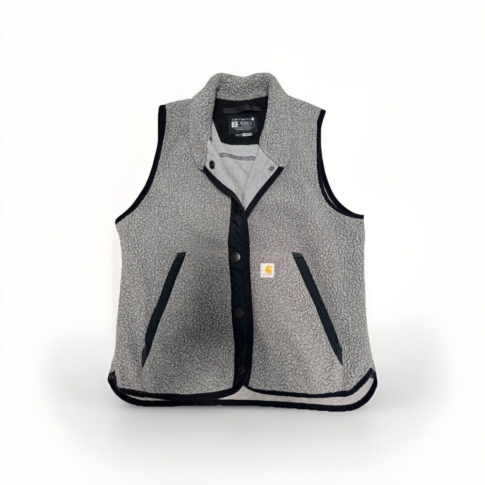 Carhartt Vest Small Women's Fleece Snap Front Relaxed Fit Gray